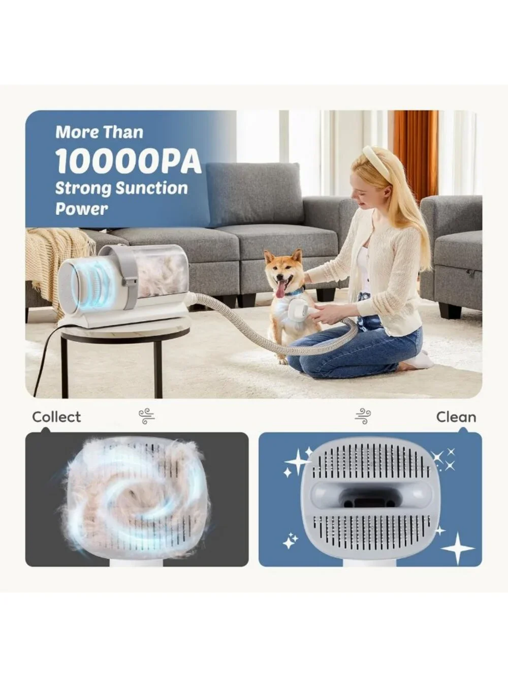 Pet Grooming Vacuum Kit for Dogs & Cats, Hair Clipper & Accessories, 2.5L